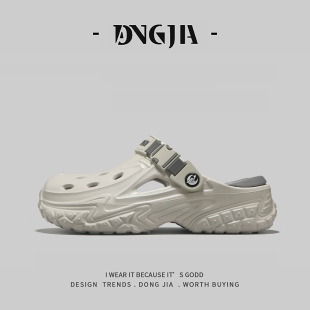 轻便洞洞鞋 男透气防滑厚底运动休闲懒人鞋 包头拖鞋 外贸日本单夏季