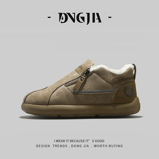 外贸复古雪地靴男冬季新款加绒保暖休闲棉鞋一脚蹬懒人户外雪地靴