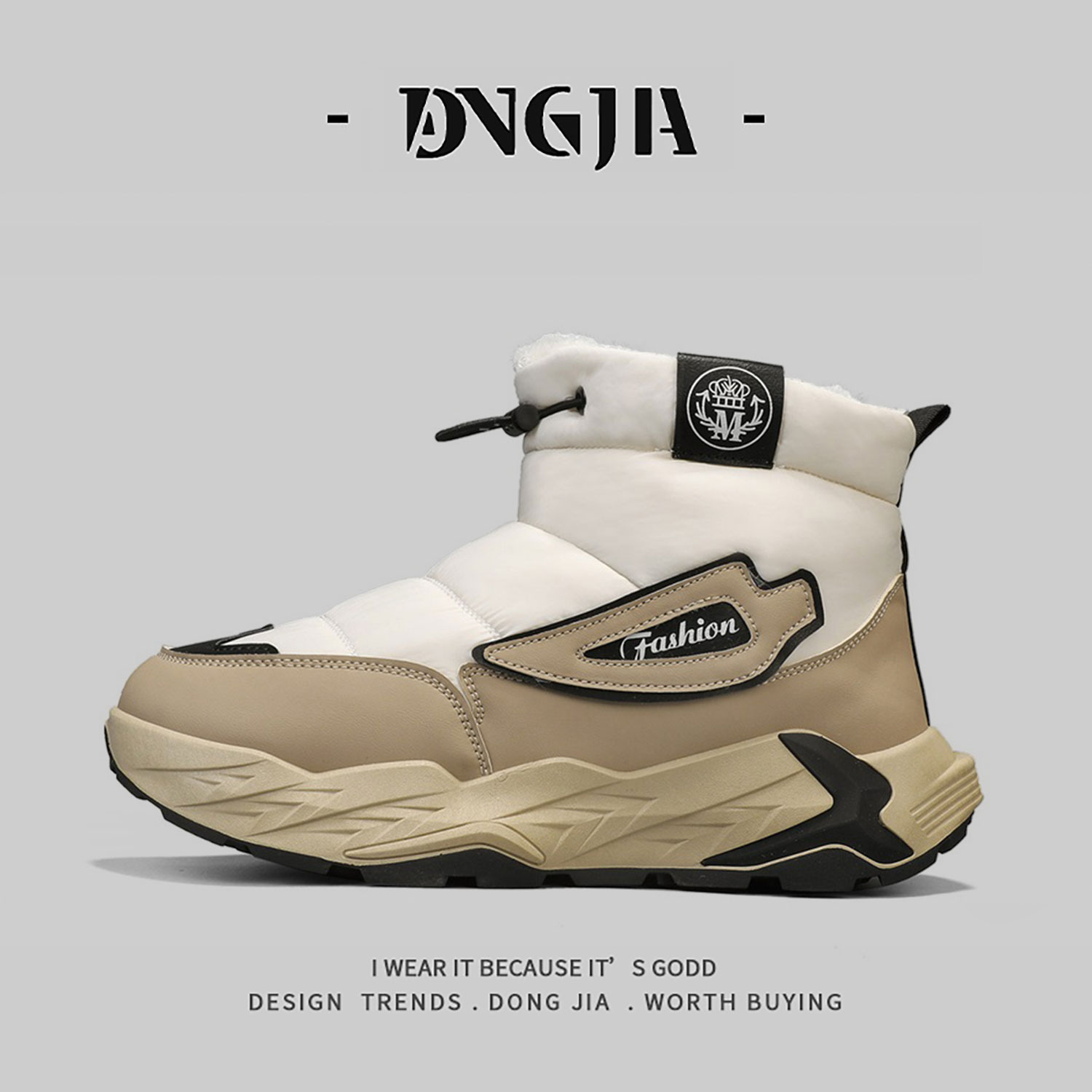 外贸男士雪地靴2025冬季新款加绒加厚羽绒棉靴户外运动保暖大棉鞋