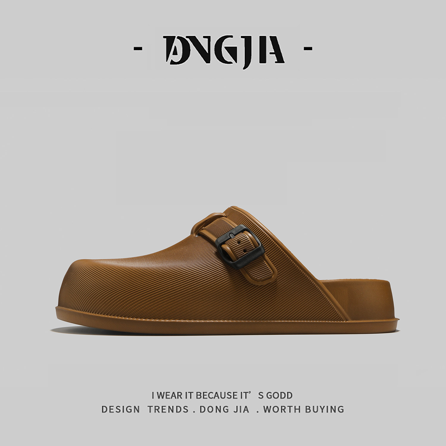 外贸日本单棕色复古勃肯鞋男女夏季轻质老钱风休闲外穿包头半拖鞋