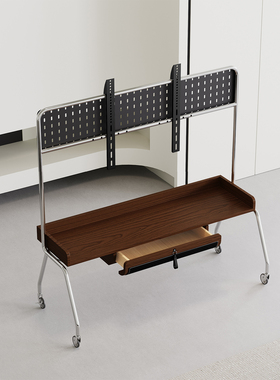 中古实木电视柜电视支架落地去客厅化可移动电视机架子65-75-85寸