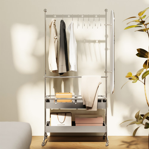 复古衣服置物架挂衣架一体带镜子