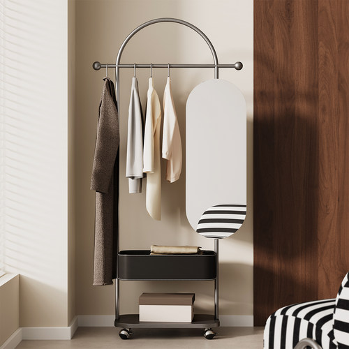 意式挂衣架落地穿衣镜衣帽架一体