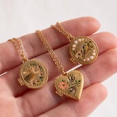 England蓝山雀珍珠小兔子珐琅挂坠盒项链 英国代购 Fable 可放照片