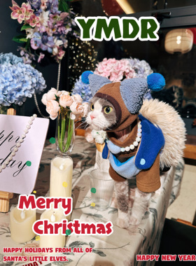 YMDR原创德文衣服冬款加厚奥粒绒四脚衣小怪兽圣诞风网红可爱套装