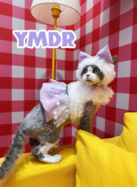 YMDR原创德文衣服无毛衣服可爱公主风甜美毛绒绒胸背紫色蝴蝶结帽