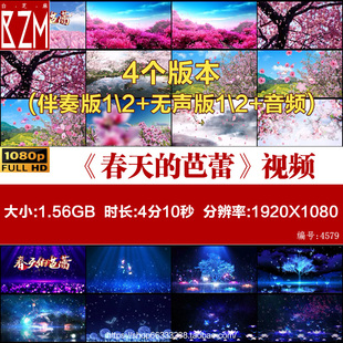 春天的芭蕾歌曲跳舞蹈节目表演出晚会舞台LED大屏幕背景视频素材