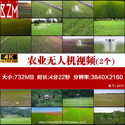 农业无人机 植保无人机 喷农药 现代农业 4K 高清实拍视频素材