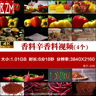 香料 辛香料 辣椒粉 干辣椒 甜椒 灯笼椒 4K 高清实拍视频素材