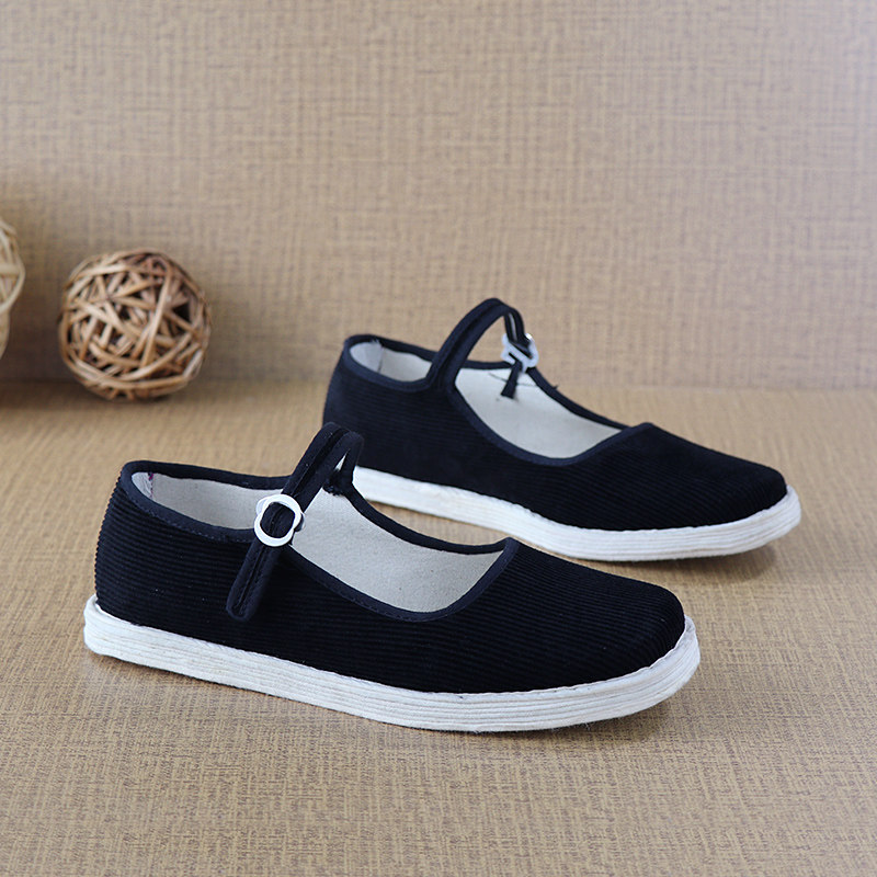 透气女鞋老北京千层底一字扣带灯芯绒女鞋黑色方口布底布鞋女夏天,女鞋,传统布鞋,淘宝优惠券,粉丝福利购,淘宝优惠卷