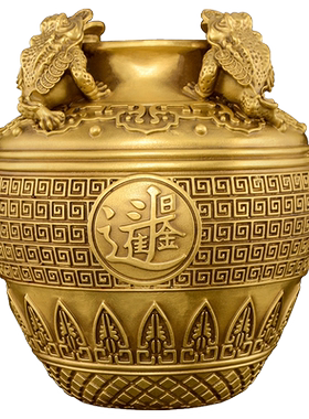 黄铜聚宝盆坛子大号放财位