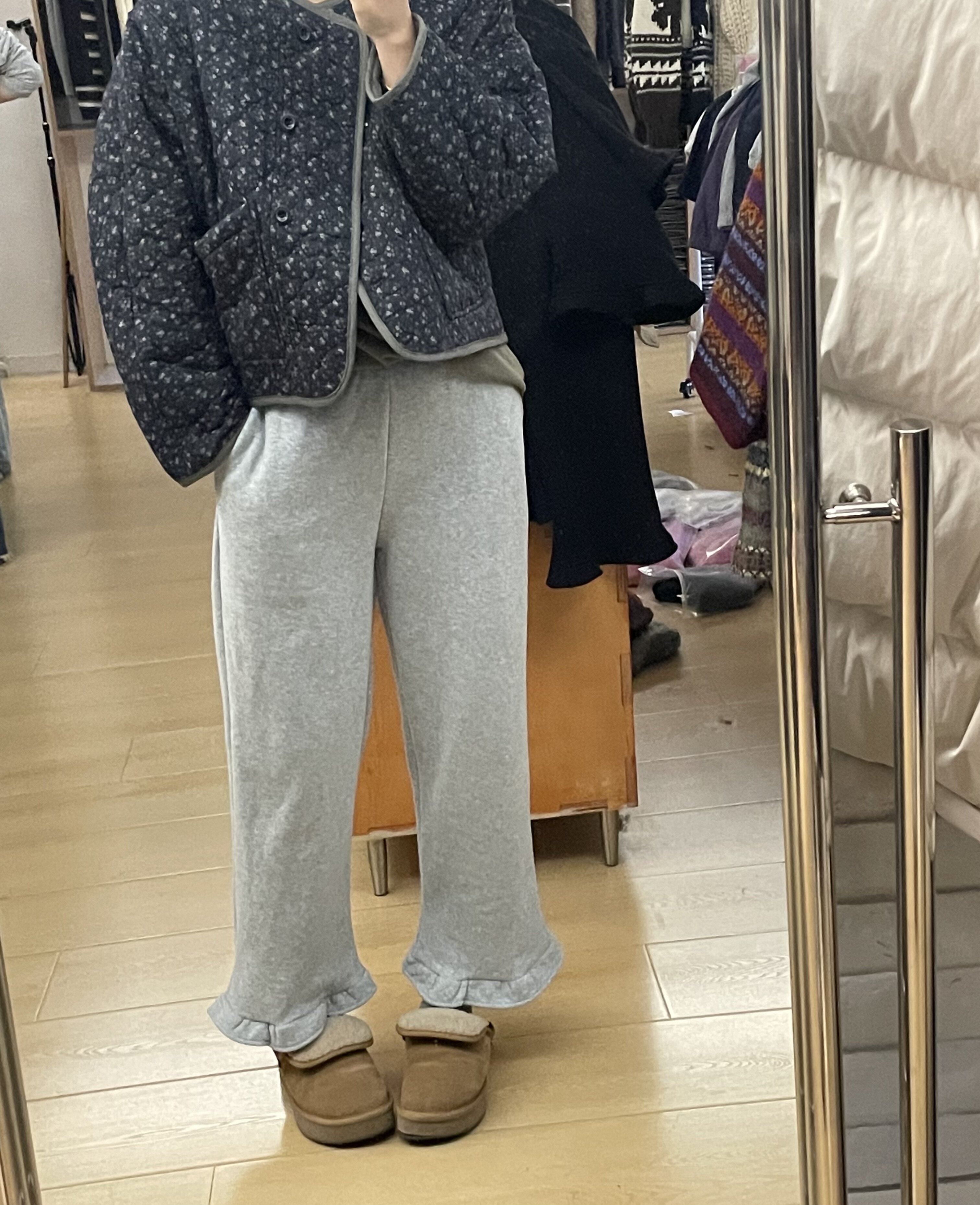 甜美又温柔！百搭洋气超舒服松紧腰软糯加绒宽松花边休闲九分裤