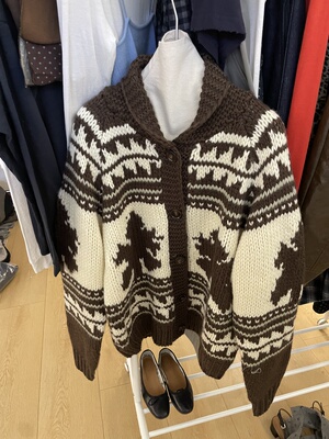 厚实手工费尔岛毛衣气质复古提花翻领针织大版慵懒纯羊毛开衫外套