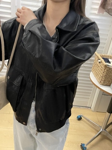 韩系复古机车风皮衣外套女2026春季 宽松显瘦百搭夹克上衣 新款