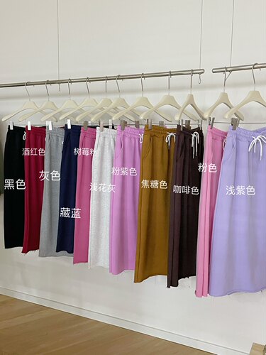 New   百搭休闲卫裙中长款直筒舒适慵懒显瘦棉圈半身裙色卡