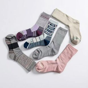 到手5双无骨毛巾底户外徒步中高筒运动袜毛圈长款女袜子26020703