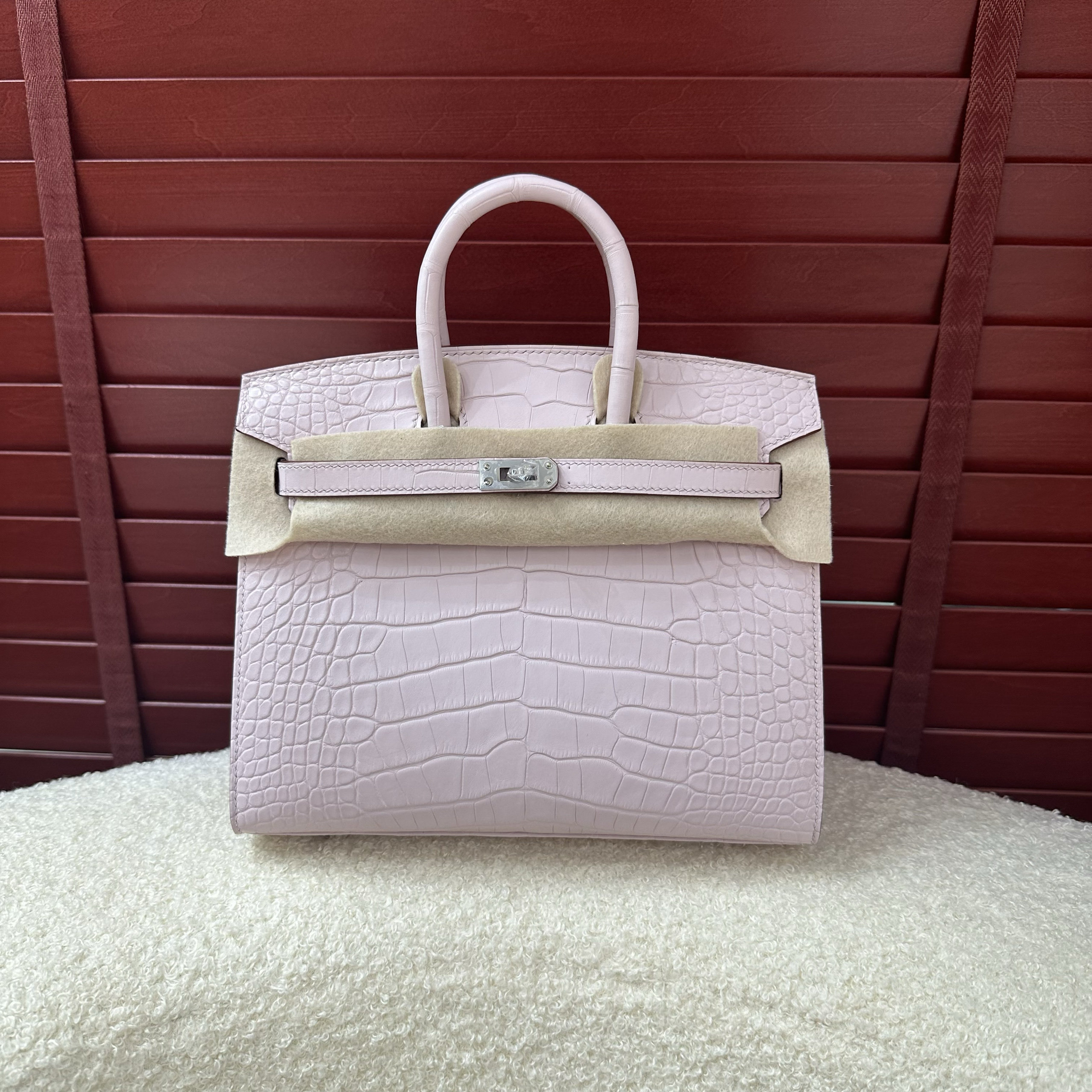 09梦幻紫 birkin20 方块 鳄鱼皮进口雾面美洲鳄 纯手工mini铂金包