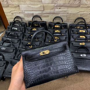 包邮 mini2哑光鳄鱼肚皮女包鳄鱼皮凯莉二代女款 手提包单肩斜挎包