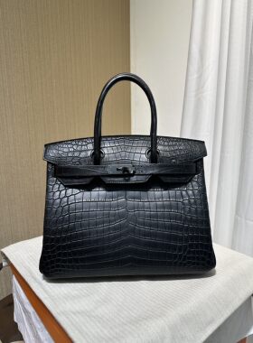 bk30进口雾面尼罗鳄铂金包女包手提包纯手工蜡线