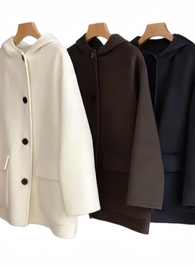 【YLANGENE】简约百搭羊驼绒真丝羊毛连帽呢子大衣601PHSL
