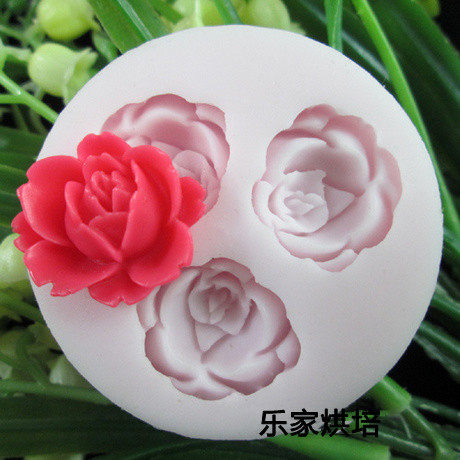 新品三朵花翻糖树脂花巧克力硅胶模具蛋糕装饰手工皂肥皂香皂模具