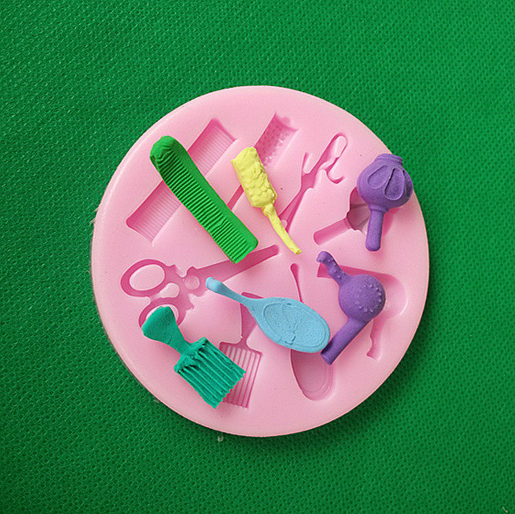 理发工具剪刀翻糖蛋糕装饰巧克力树脂软陶糖果硅胶模具食品级硅胶