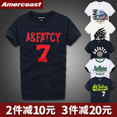 t恤夏季 美洲海岸af美式 刺绣重磅100%纯棉短袖 港风帅气宽松圆领T恤