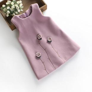 8岁宝宝背心连衣裙公主毛呢加厚无袖 2025秋冬款 打底裙 女童装