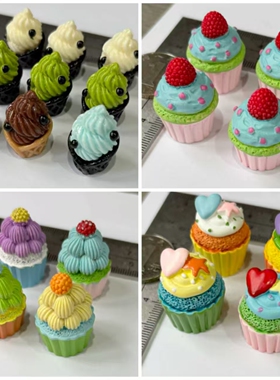 4款彩色杯子蛋糕系列多孔小鼻嘎硅胶模具diy手工石膏粘土模具