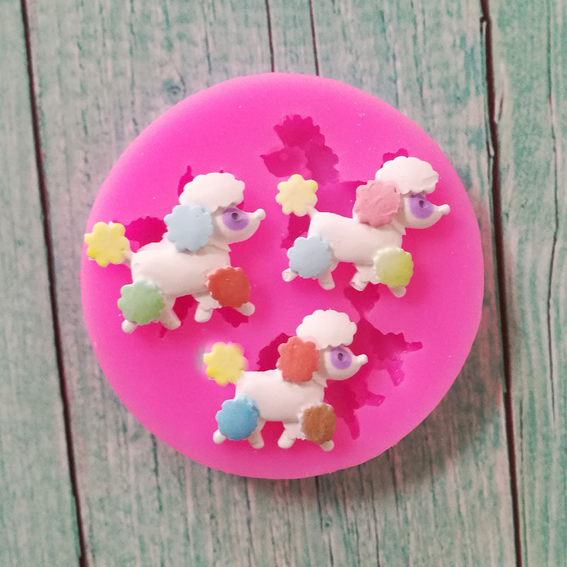 迷你小狗贵宾犬滴胶粘土翻糖模具 巧克力纸杯蛋糕装饰模具