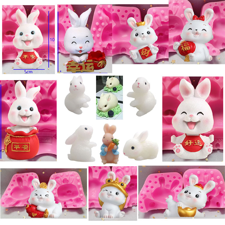 3d立体兔子硅胶模具火锅牛油模具