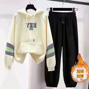 女童冬季穿搭一整套高级感卫衣套装中大童洋气加绒加厚一体绒裤子