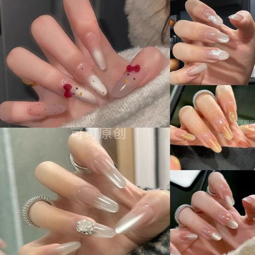 网红纯手工穿戴甲美甲贴片假指甲结婚显白新娘甲高级感小红书甲片