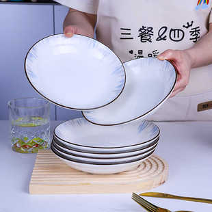 盘子菜盘家用陶瓷釉下彩高级感北欧碟子2024新款餐具套意网红深盘