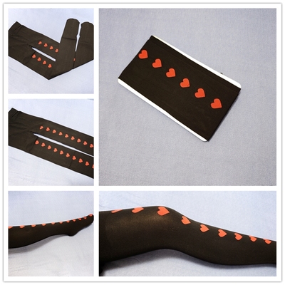 连心条纹裤袜80D春夏心心性感