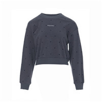 风笛2025年冬新款1F15442圆领长袖罗纹波点短卫衣时尚百搭上衣女