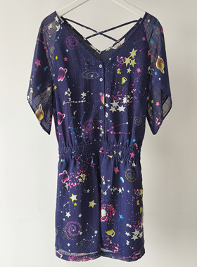 风笛2025夏PR521702L0361V领短袖连衣裙女宽松显瘦气质裙子