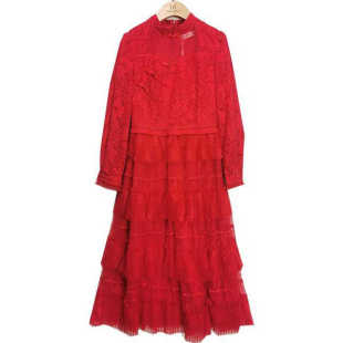 连衣裙 秋装 长袖 层次感蕾丝花纹拼接款 B12111011 个性