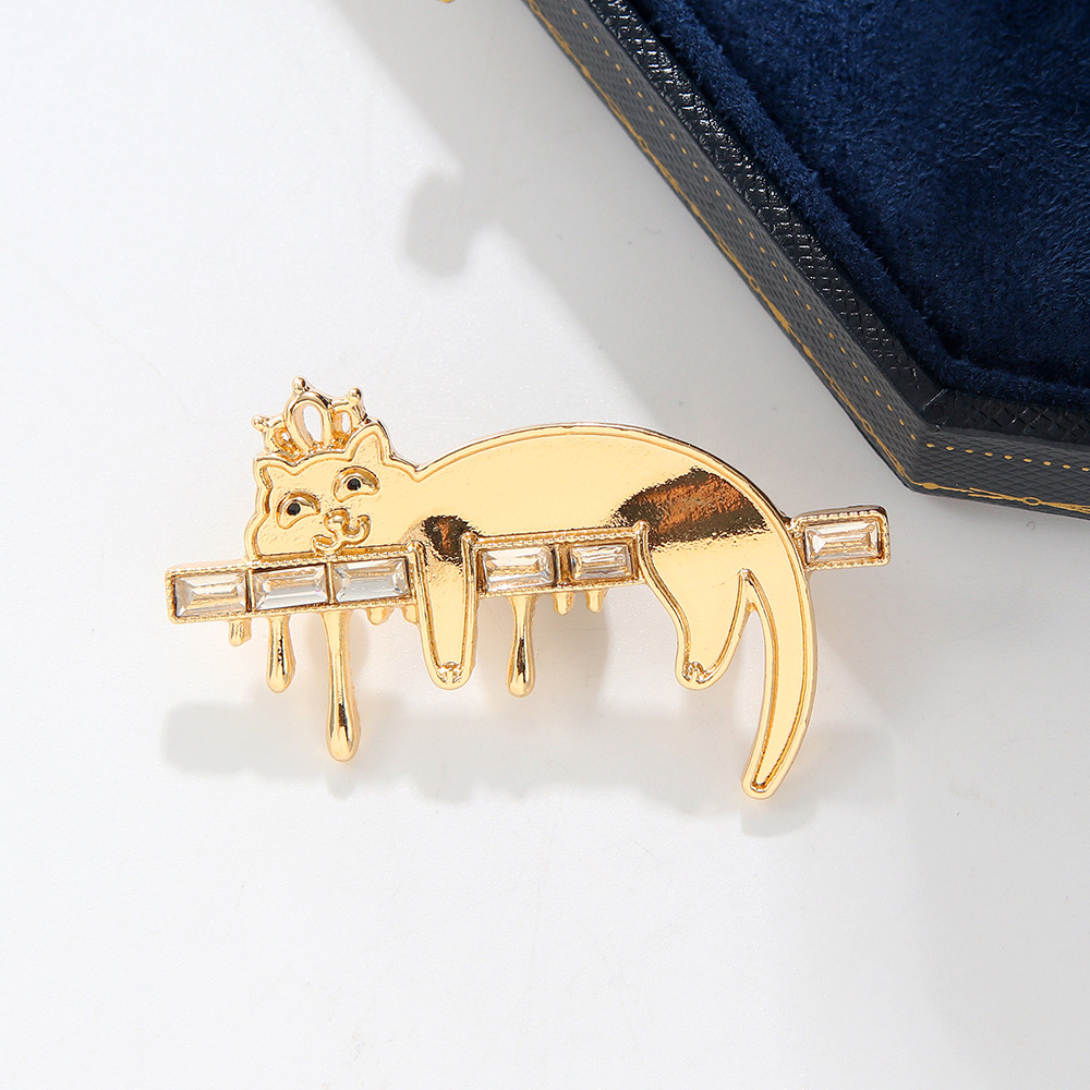 新款创意螺钿慵懒猫咪可爱胸针胎底手作DIY点翠钿片素底别针配饰