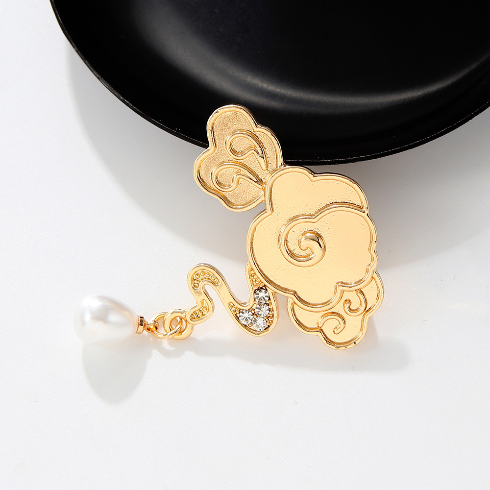 DIY螺钿闪亮如意祥云春节新年胸针胎底手作点翠钿片素底烧蓝别针