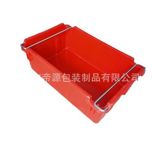 1号2号塑料铁耳斜插周转箱五金塑料箱610 205蓝色红色灰色