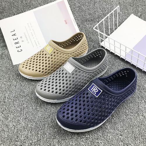 夏平跟软底凉鞋男镂空休闲包头