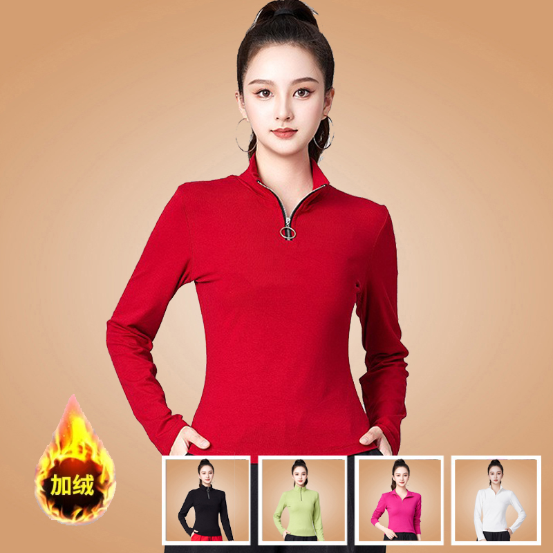 广场舞长袖加绒运动健身上衣女