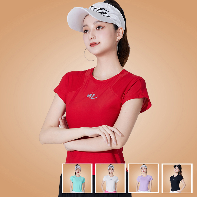 广场舞服装女夏季新款短袖上衣速干运动服跑步健身操跳舞冰丝裤子