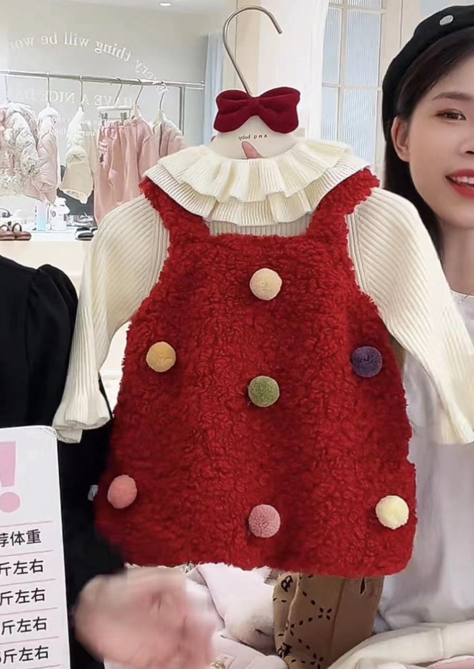 可爱毛毛两件套秋冬连衣裙