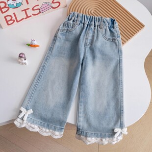 女童牛仔裤2025新款儿童春装裤子宝宝秋季儿童女孩喇叭裤