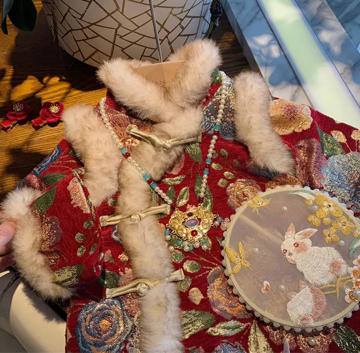 女童拜年服2025新款小童红色过年衣服女宝宝国风加绒国风汉服裙,童装/婴儿装/亲子装,唐装,淘宝优惠券,粉丝福利购,淘宝优惠卷