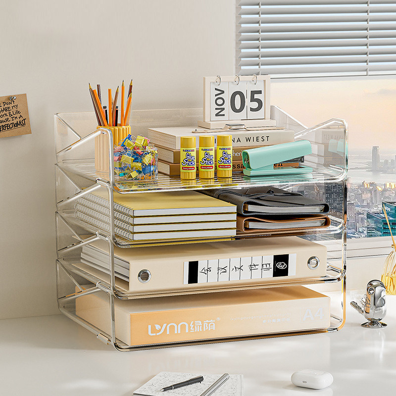 桌面书立书架收纳盒透明学生书本书桌办公文件分隔板亚克力置物架,收纳整理,书桌收纳置物架,淘宝优惠券,粉丝福利购,淘宝优惠卷