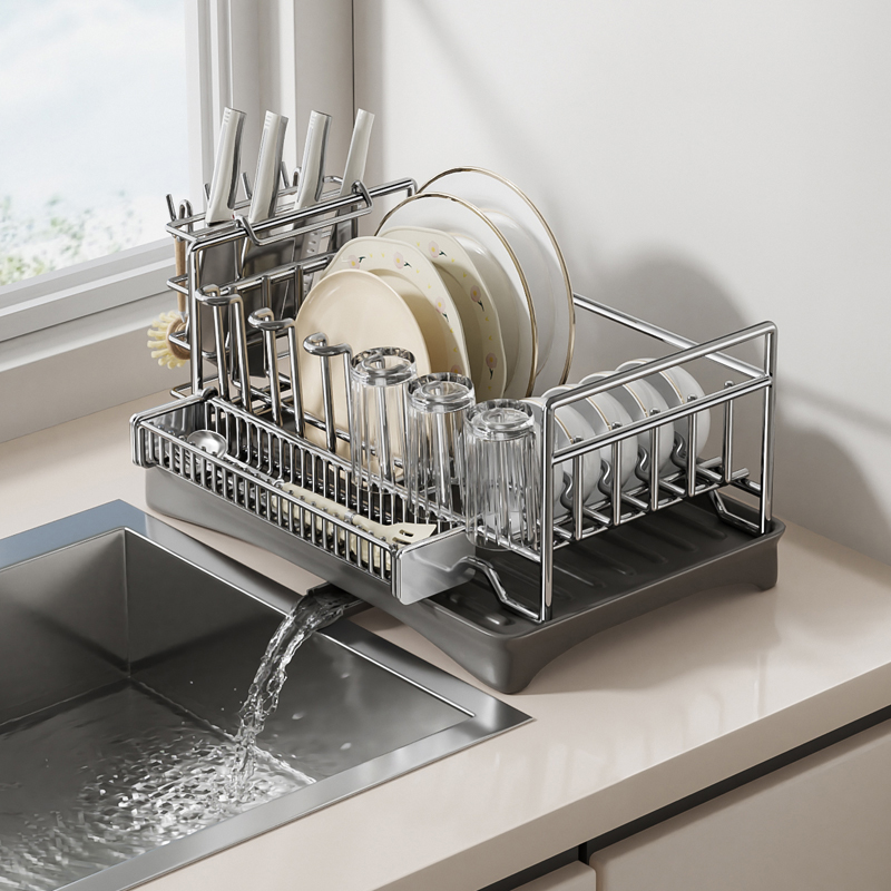 不锈钢碗碟收纳架台面沥水碗盘架