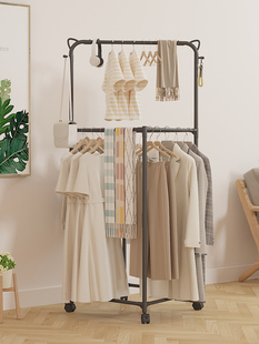 家用六边形阳台卧室多功能晒衣架宿舍省空间加厚稳固落地挂衣帽架